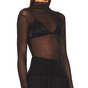 Free People On the Dot Sheer Black Long Sleeve Top - Size L